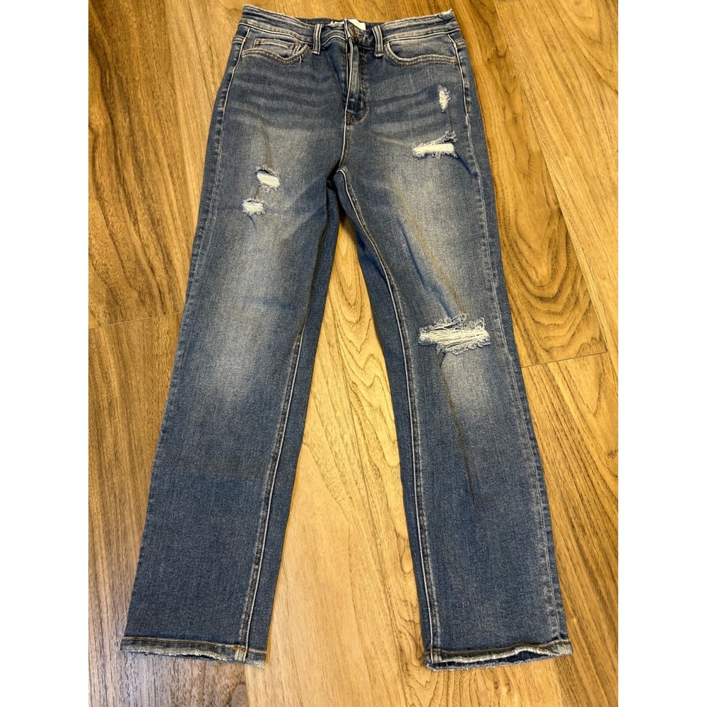 Vervet Blue High Rise Distressed Straight Leg Jeans Medium Wash Size 29‎ T5001